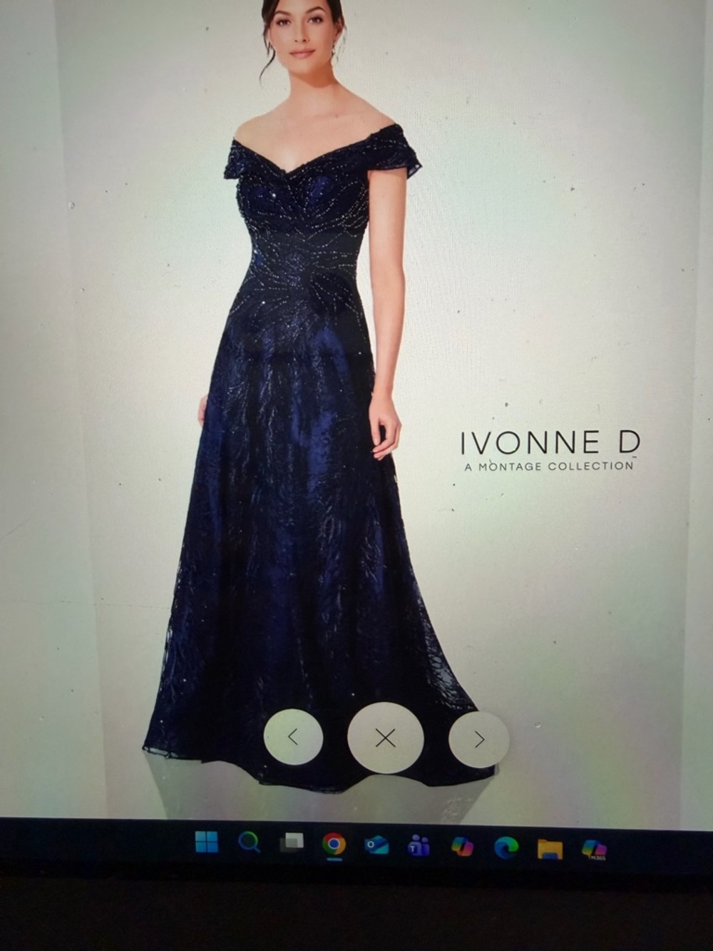 Ivonne D Navy Off-Shoulder Embellished Maxi Dress